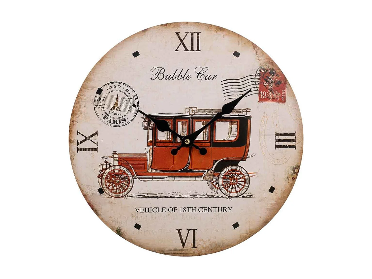 Weiße Holzwanduhr T34x2h cm