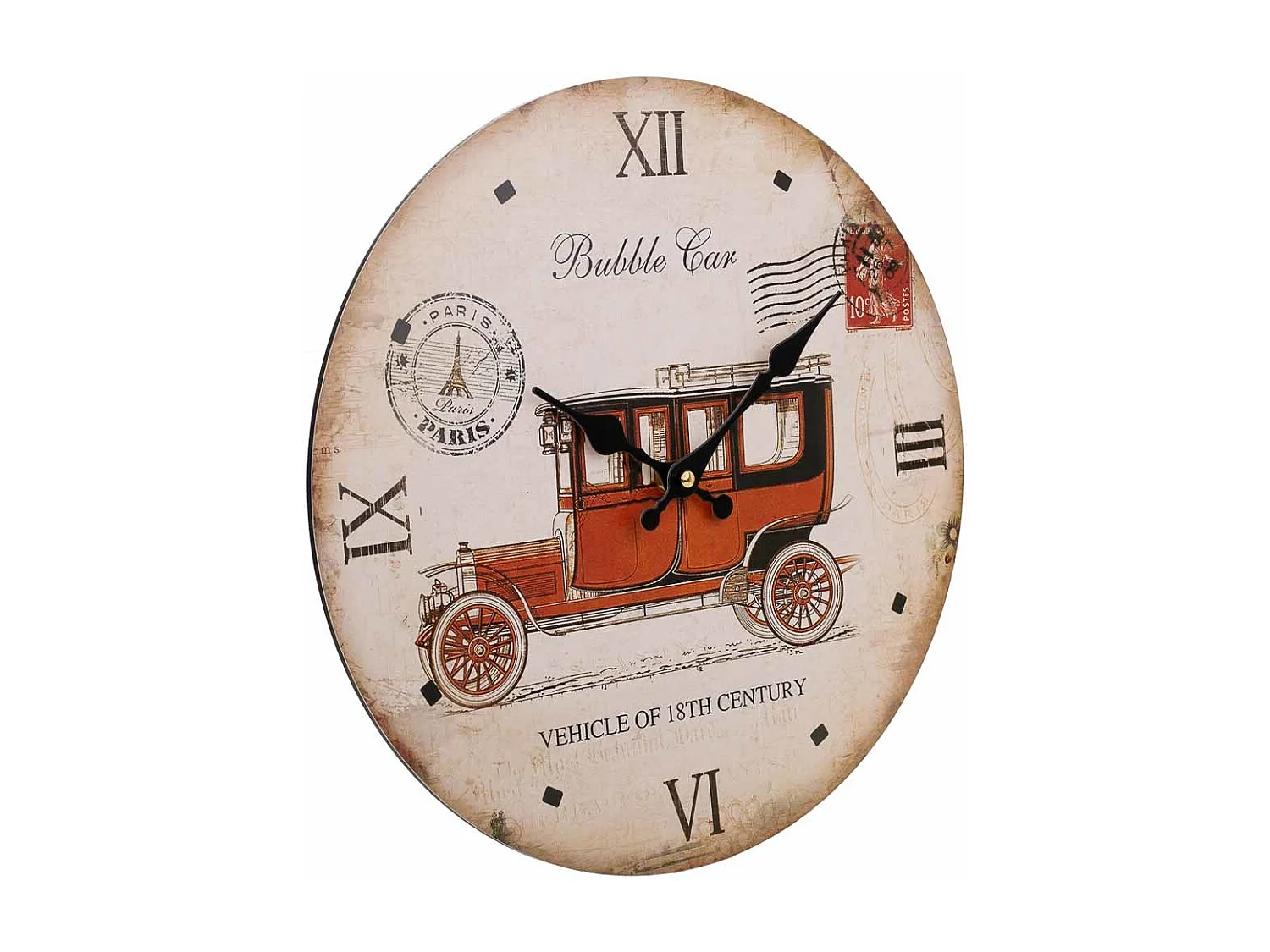 Weiße Holzwanduhr T34x2h cm