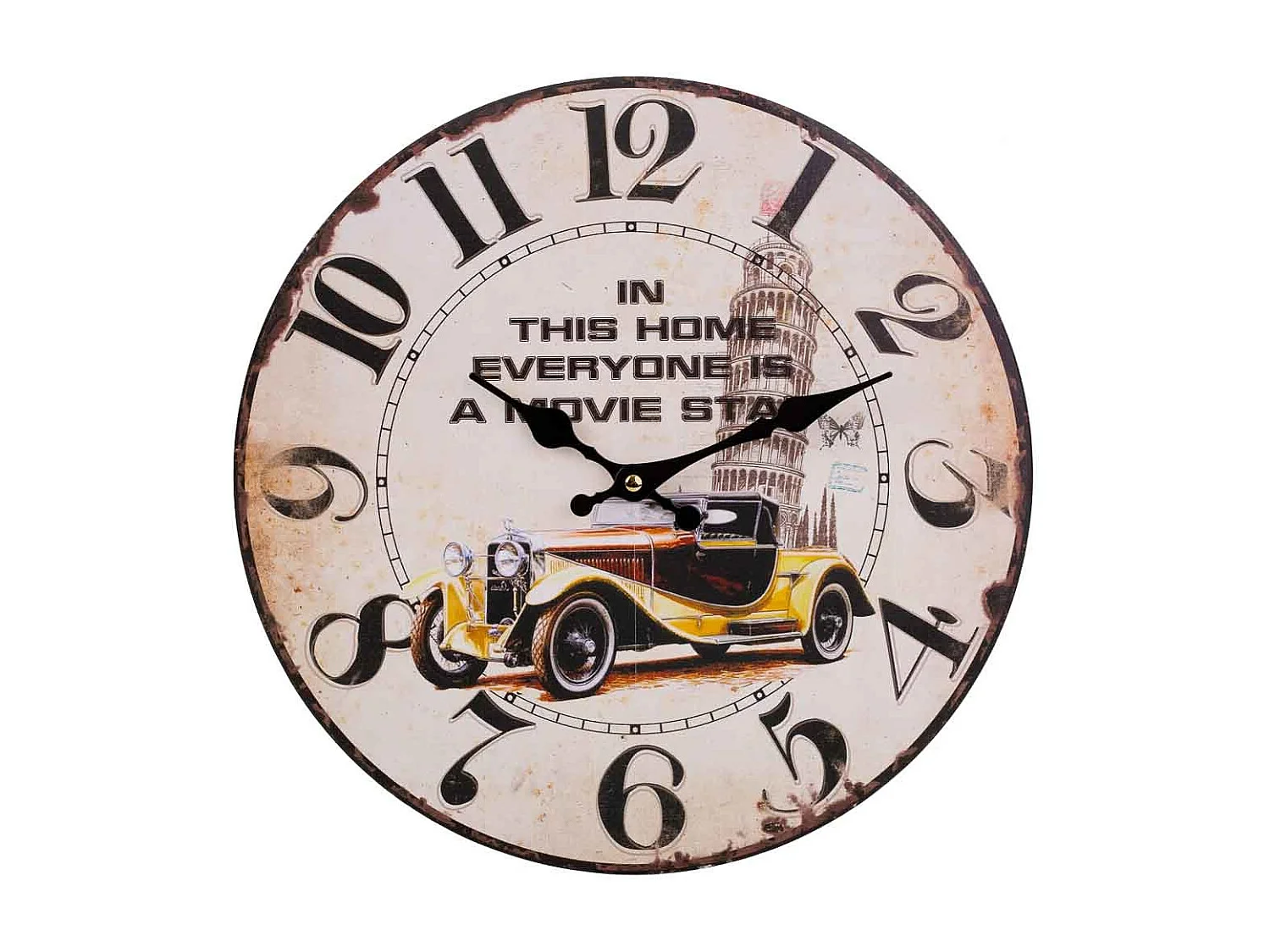 Relógio de parede de madeira branca d34x2