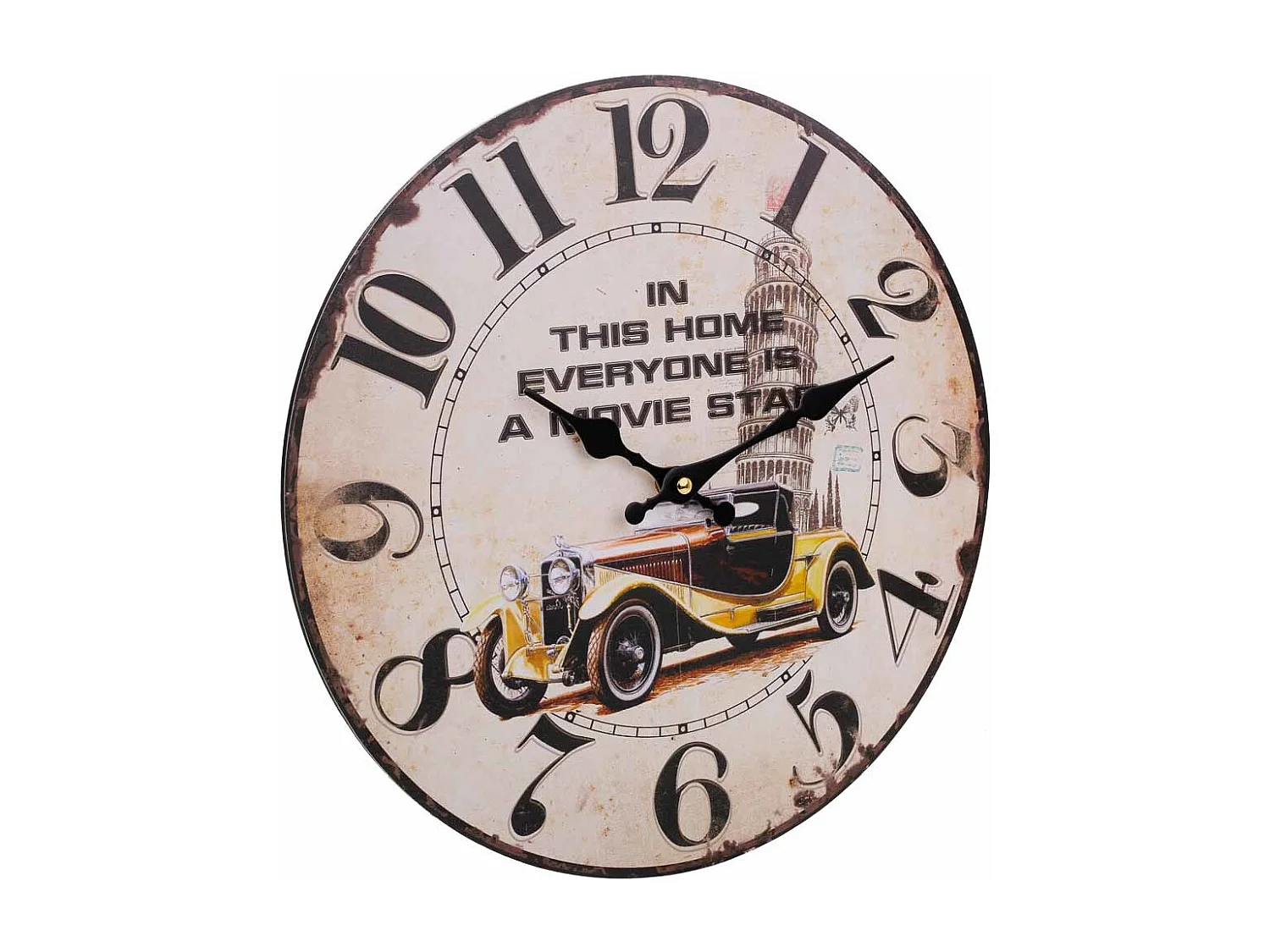Weiße Holzwanduhr T34x2h cm