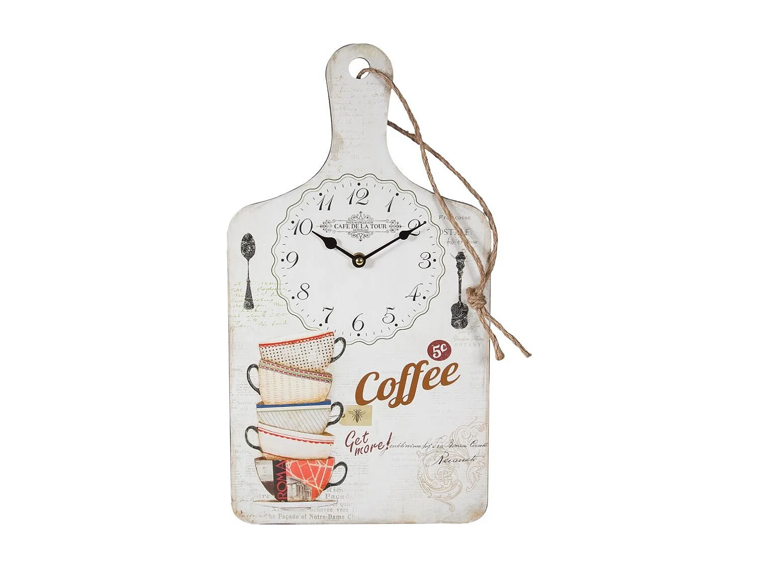 Weiße Holzwanduhr 26x48x2h cm