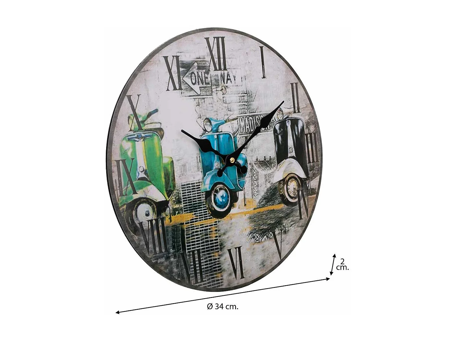 Relógio de parede de madeira preta d34x2