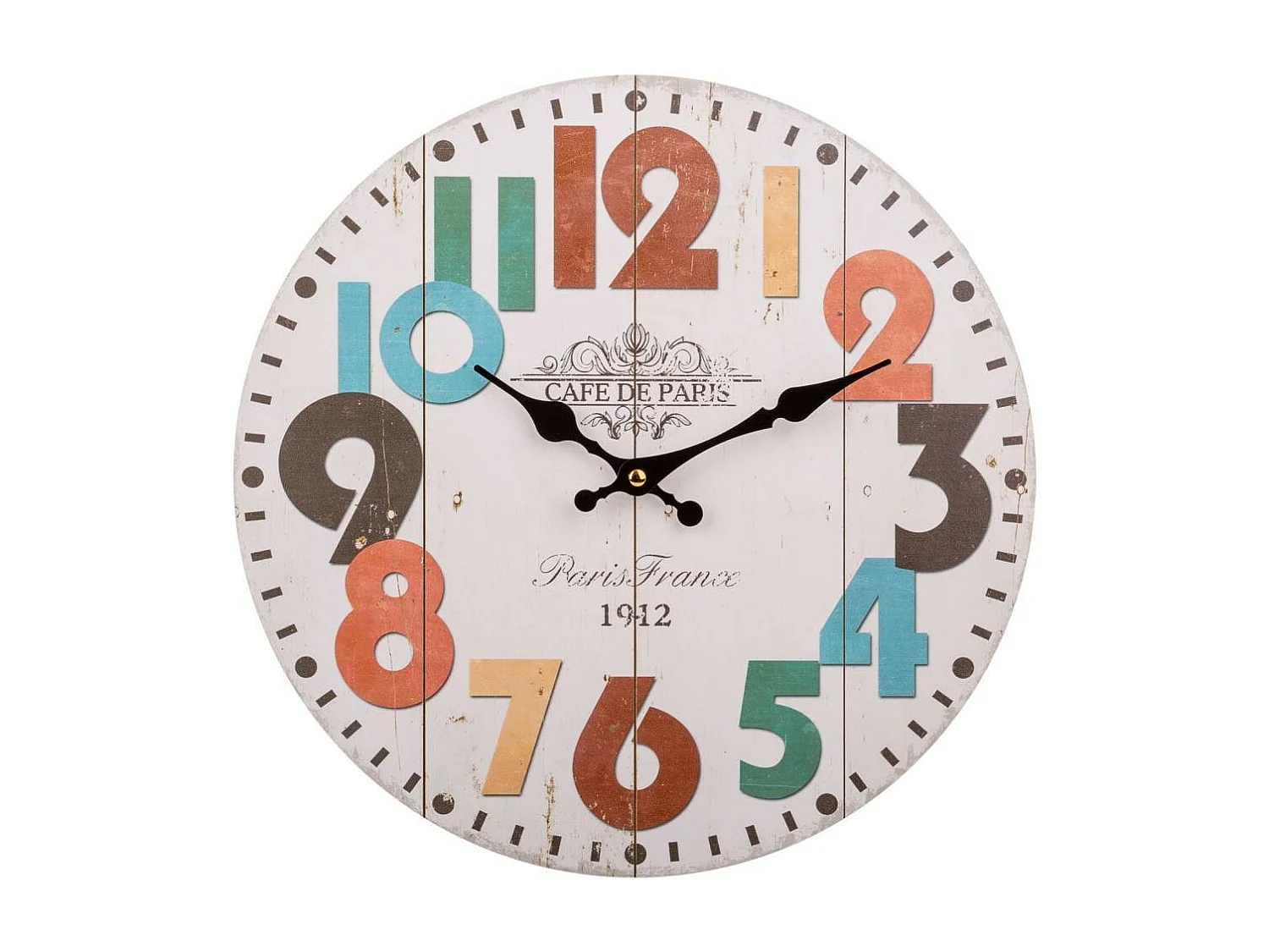 Weiße Holzwanduhr T34x2h cm