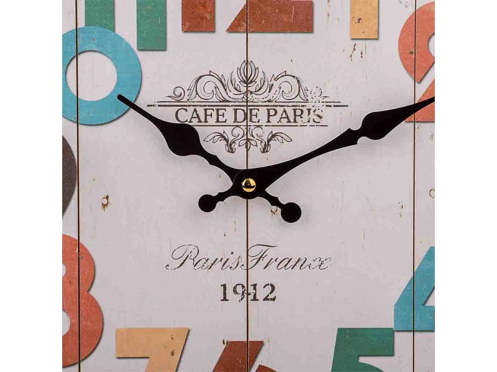 Weiße Holzwanduhr T34x2h cm