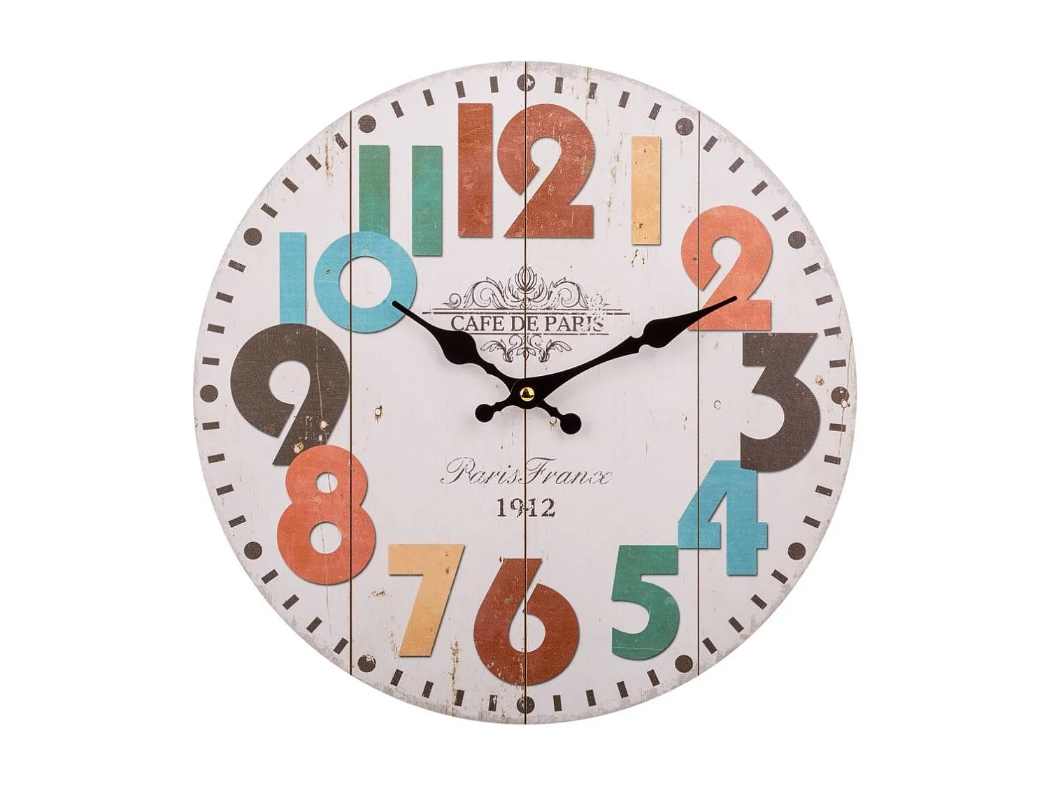 Weiße Holzwanduhr T34x2h cm