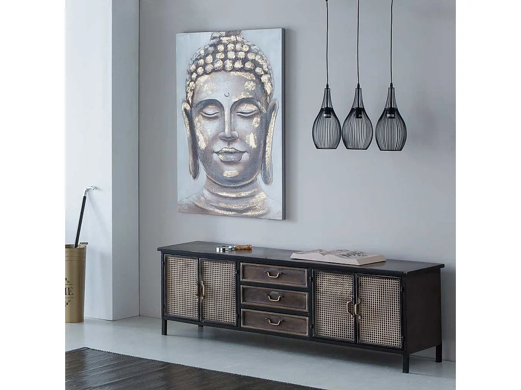 Cuadro pintado a mano con relieve oro 80x120x3