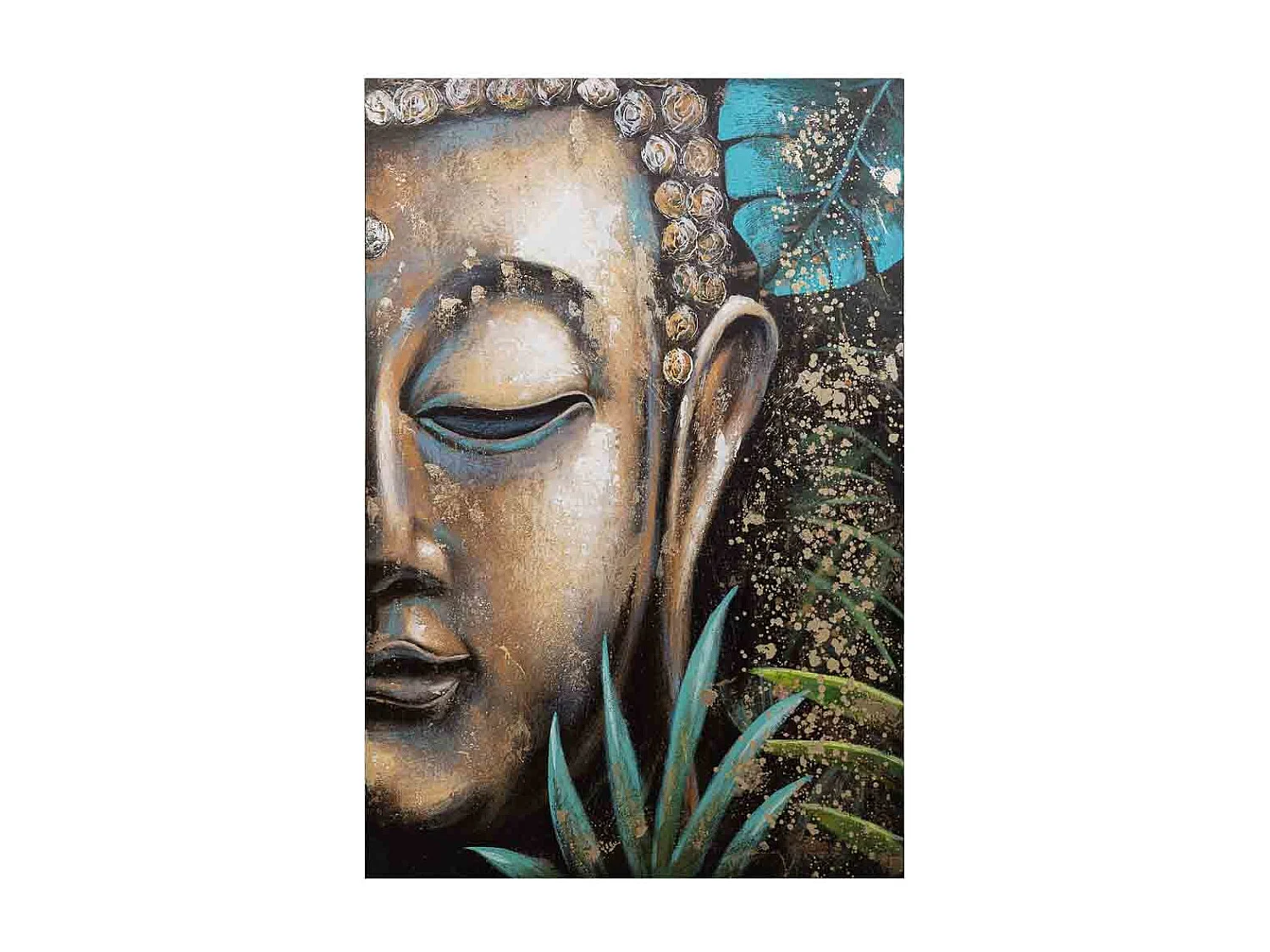 Cuadro pintado a mano con relieve azul 80x120x3