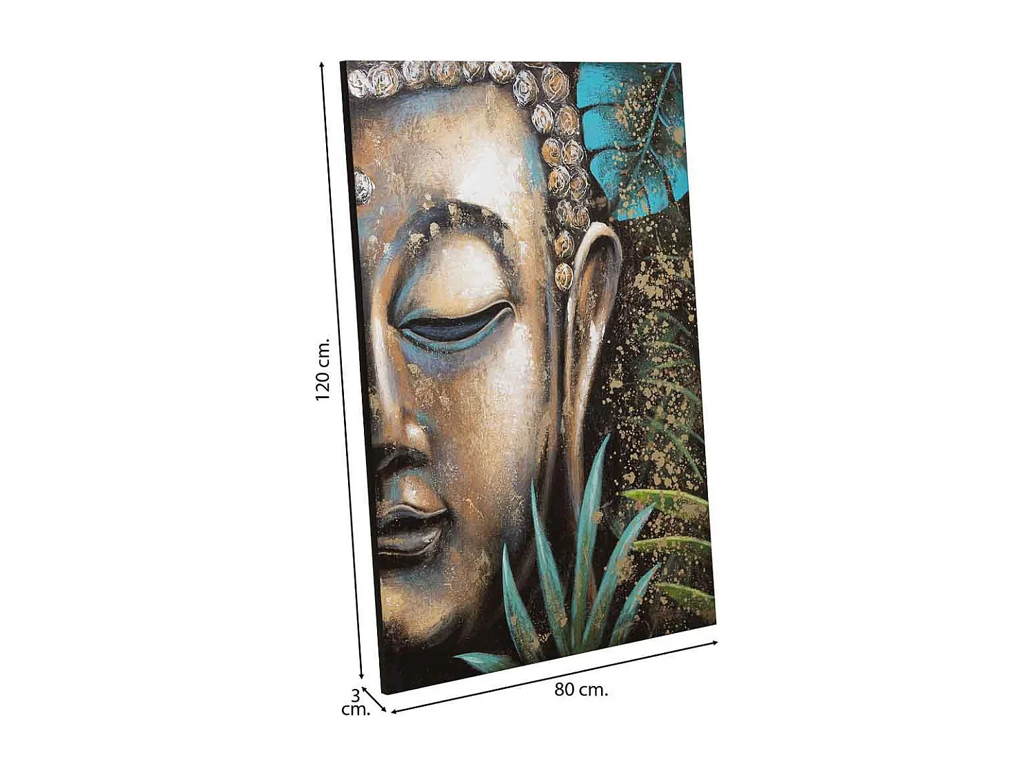 Cuadro pintado a mano con relieve azul 80x120x3