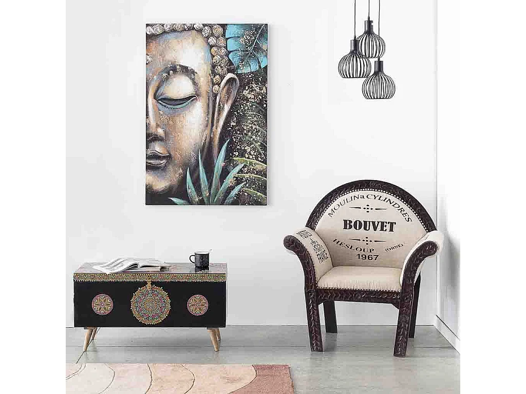 Pintura pintada à mão com relevo azul 80x120x3