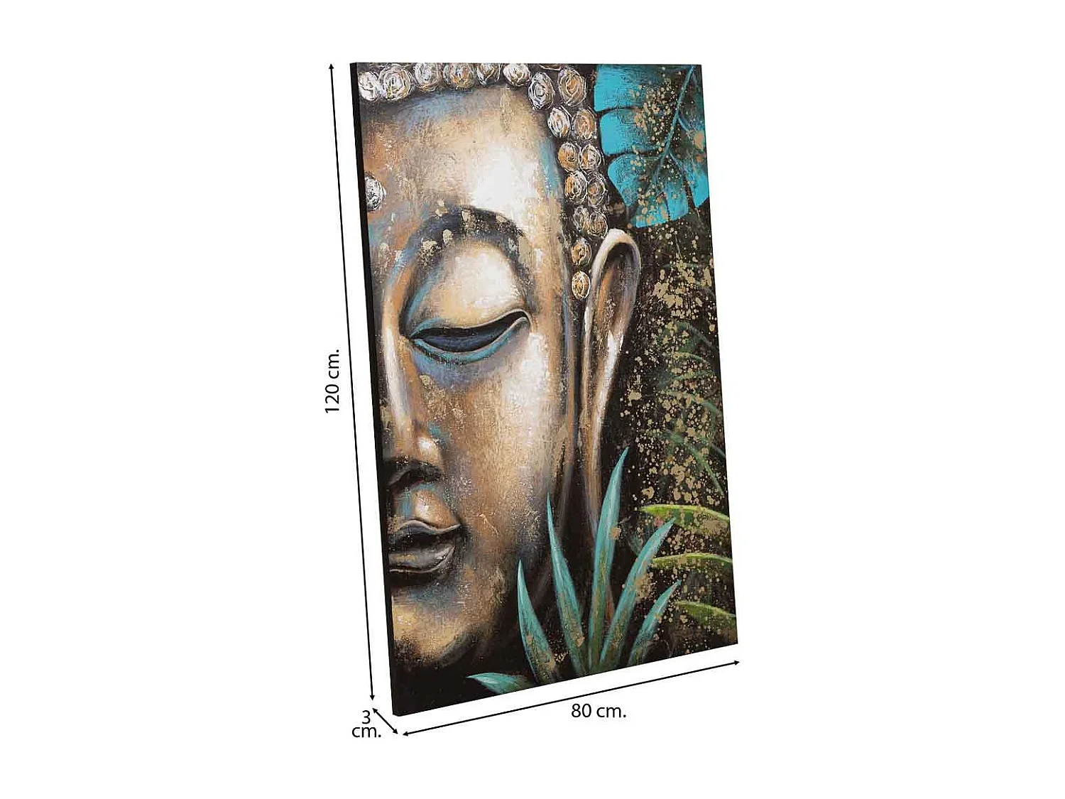 Pintura pintada à mão com relevo azul 80x120x3