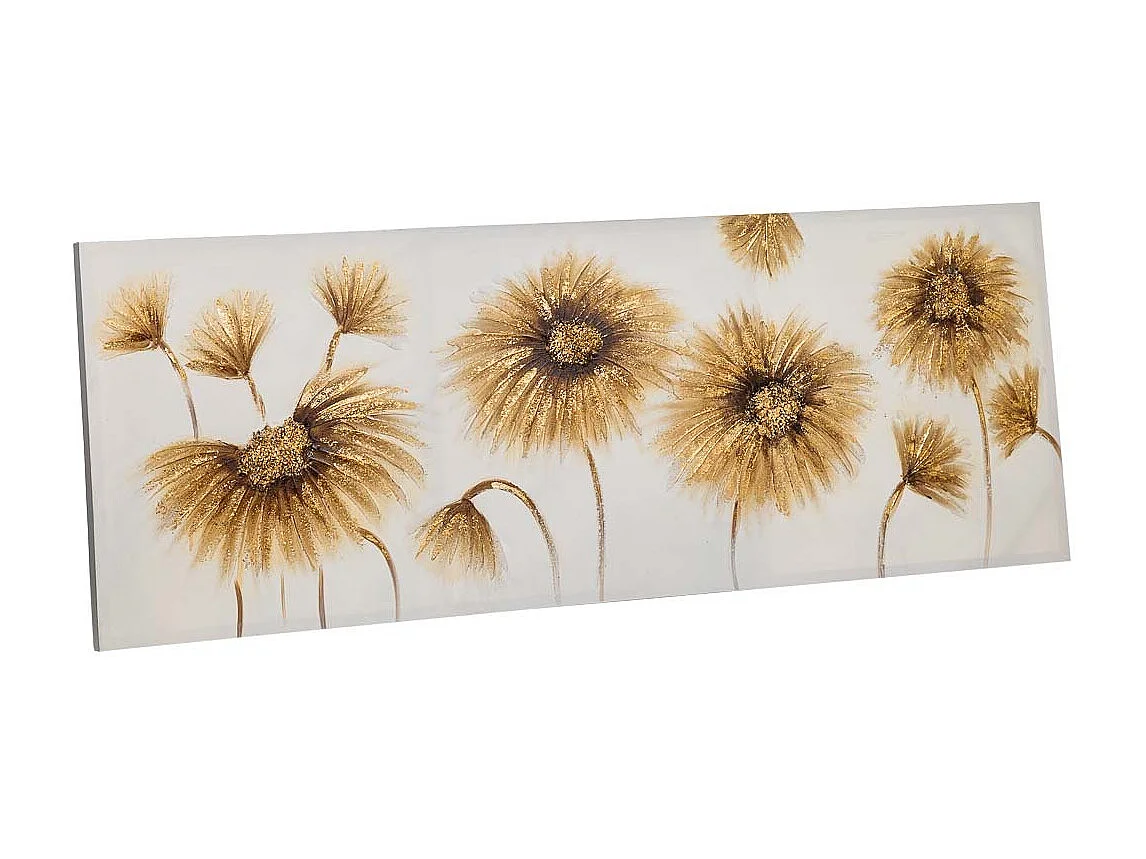 Pintura pintada à mão com relevo dourado 50x150x3