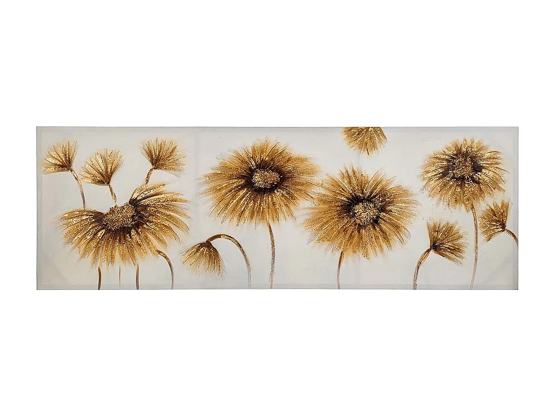 Pintura pintada à mão com relevo dourado 50x150x3