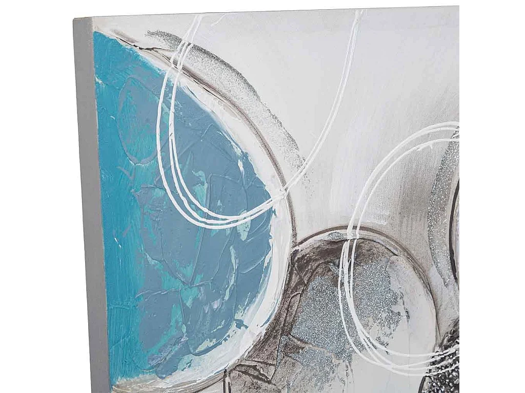 Cuadro pintado a mano con relieve azul 60x60x3