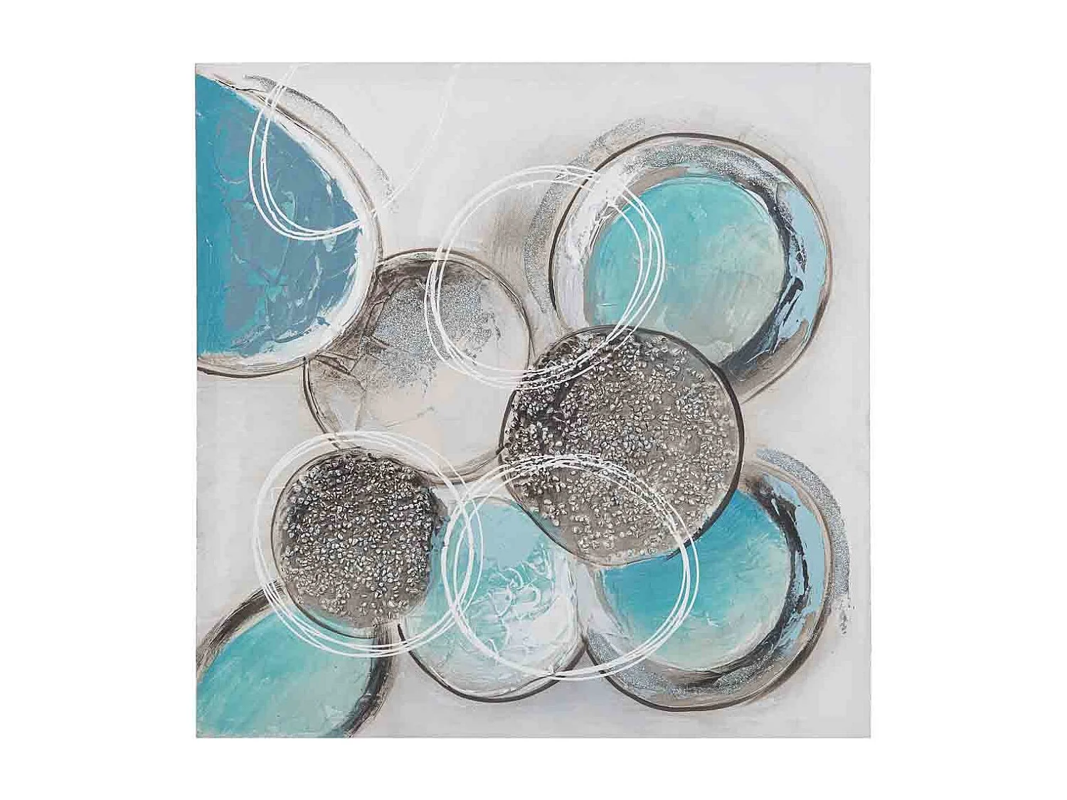 Cuadro pintado a mano con relieve azul 60x60x3