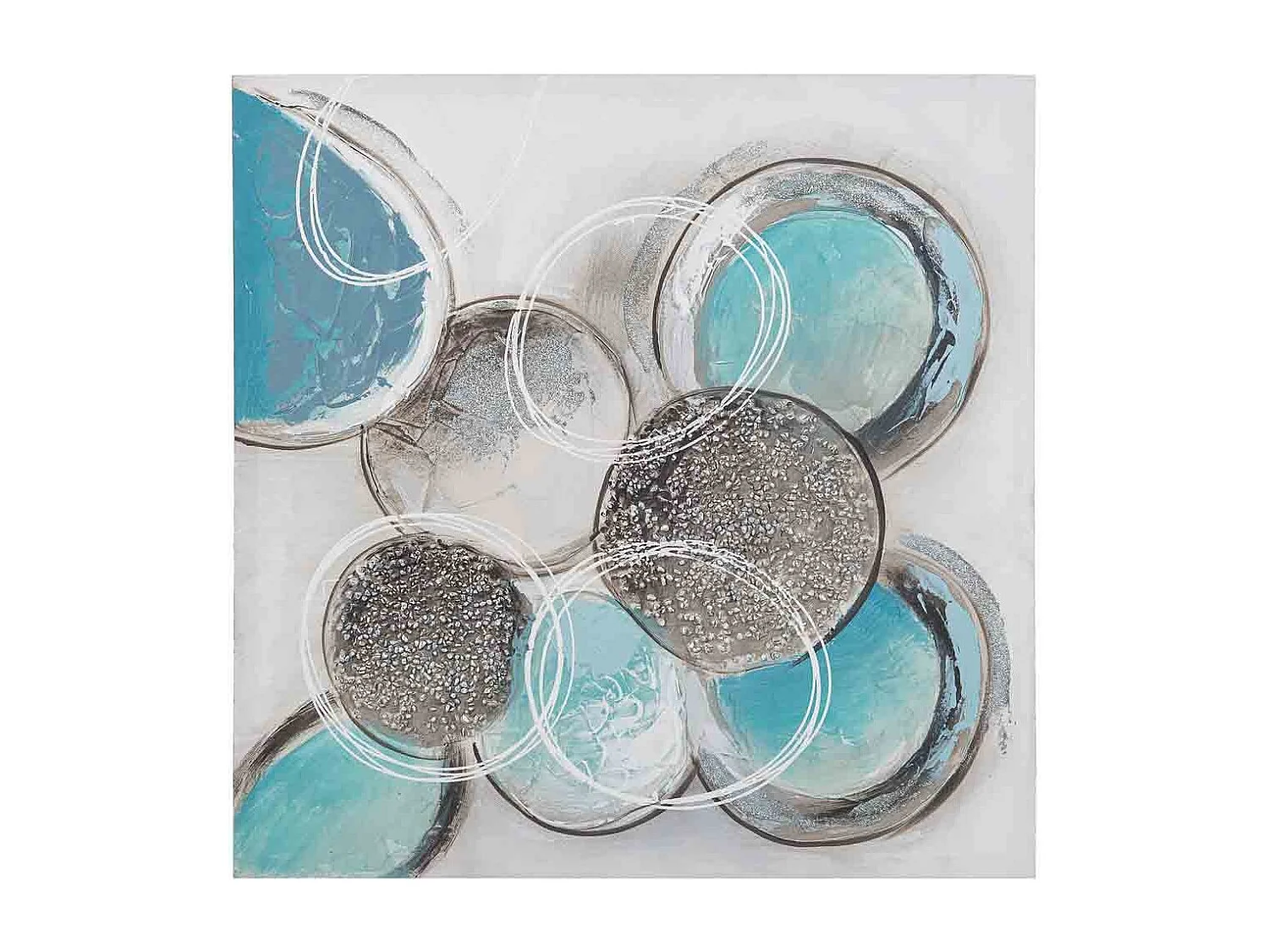 Pintura pintada à mão com relevo azul 60x60x3