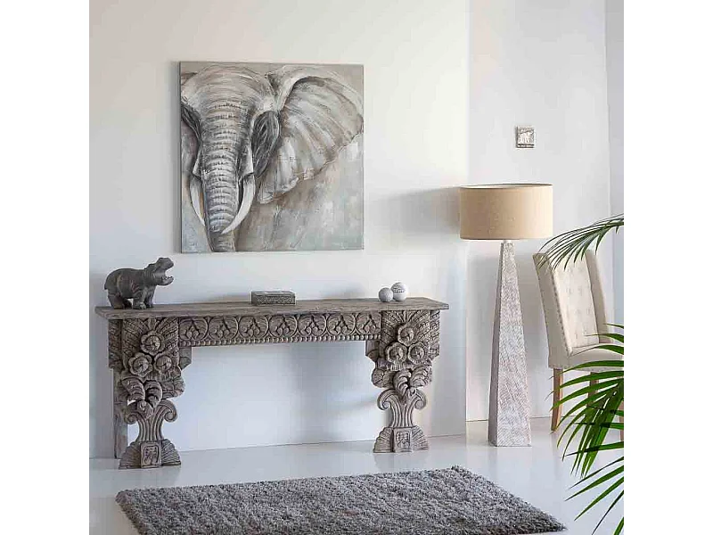 Handgemaltes GemÃ¤lde mit grauem Relief 100x100x3h cm