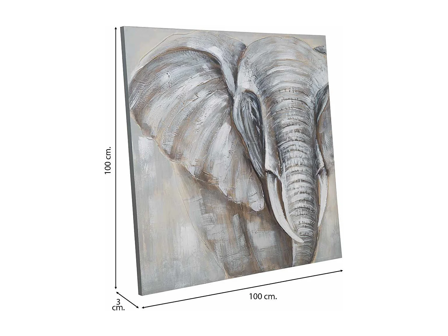 Handgemaltes GemÃ¤lde mit grauem Relief 100x100x3h cm