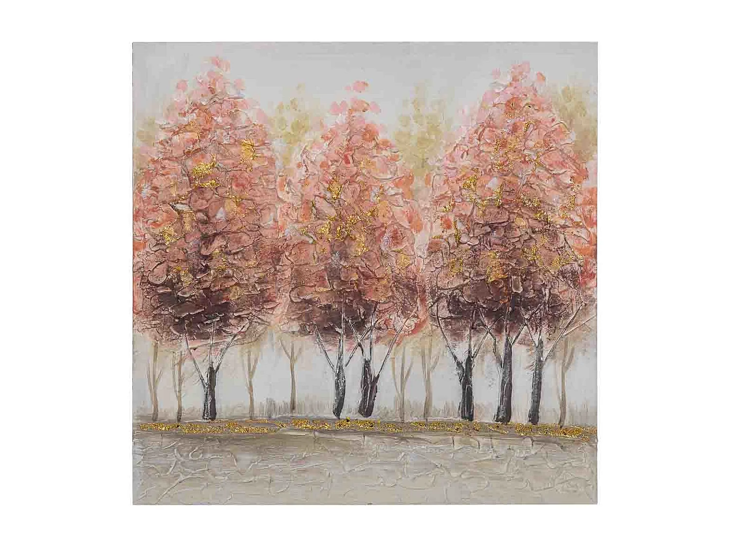 Cuadro pintado a mano con relieve marrón 60x60x3