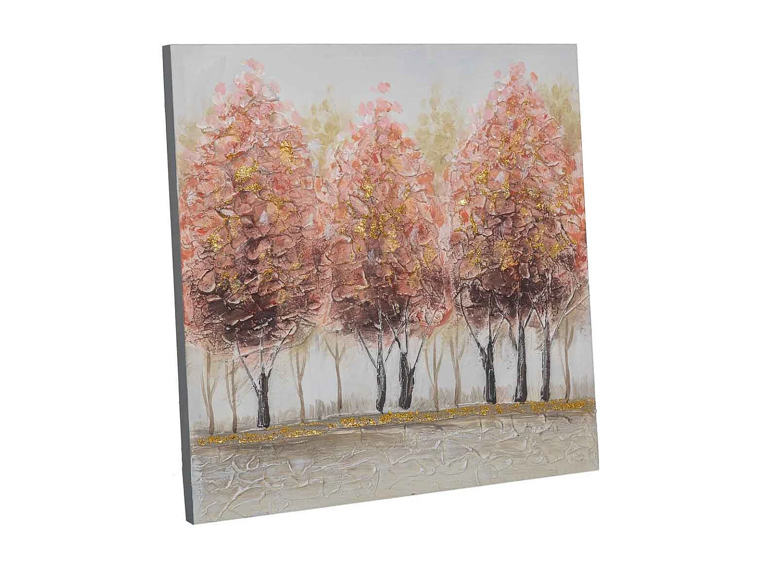 Pintura pintada à mão com relevo marrom 60x60x3