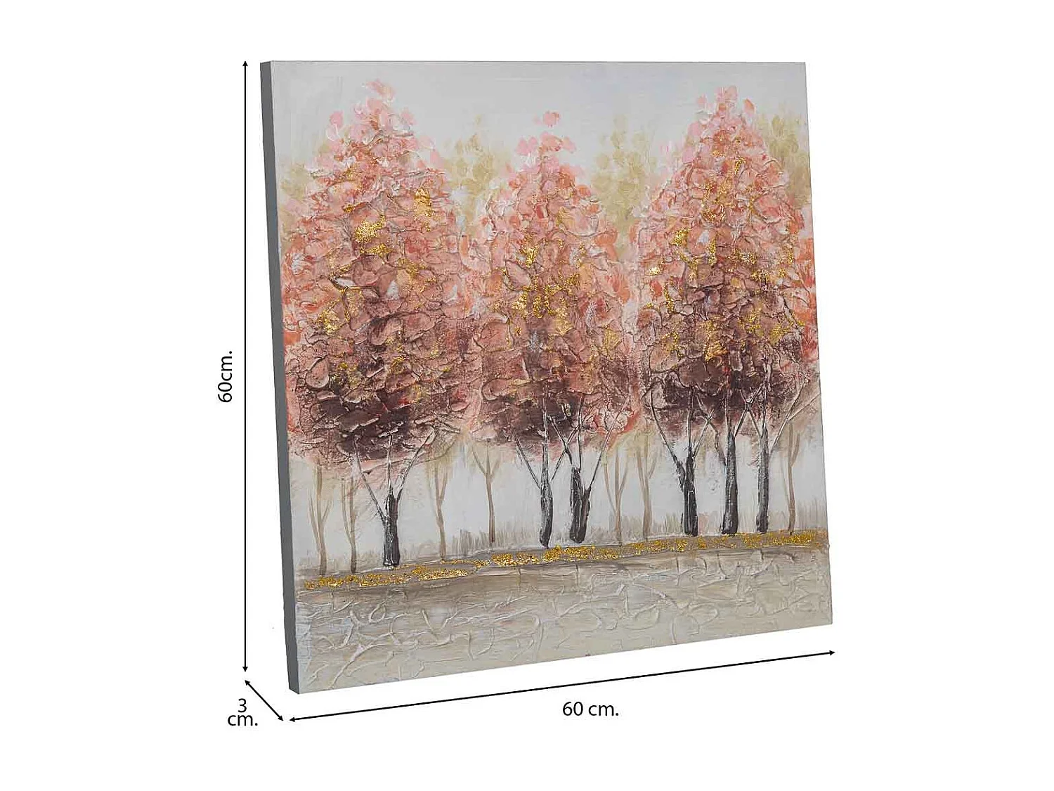 Pintura pintada à mão com relevo marrom 60x60x3