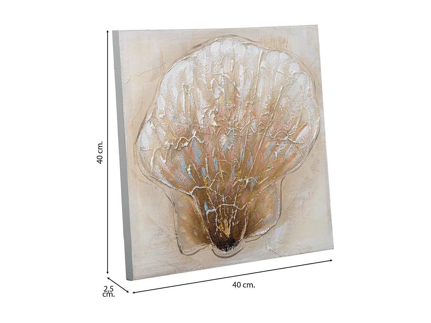 Cuadro pintado a mano con relieve gris 40x40x2.5