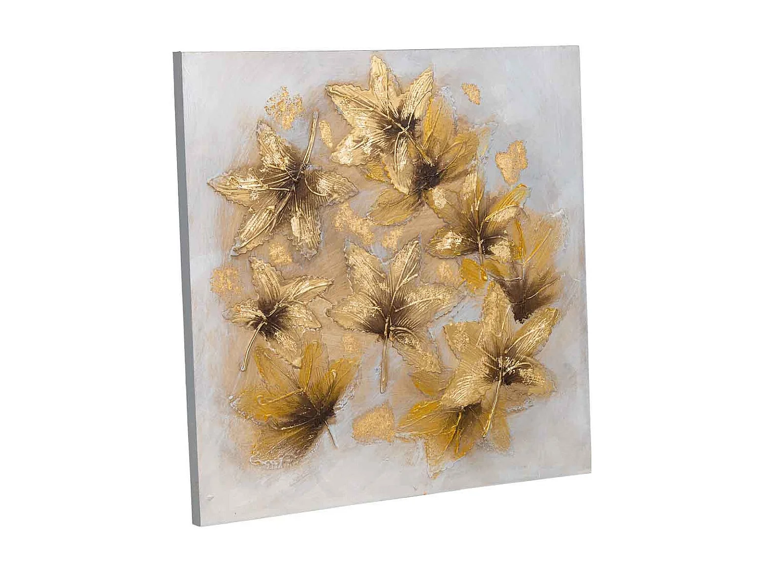 Tableau peint à la main avec relief or 60x60x3h