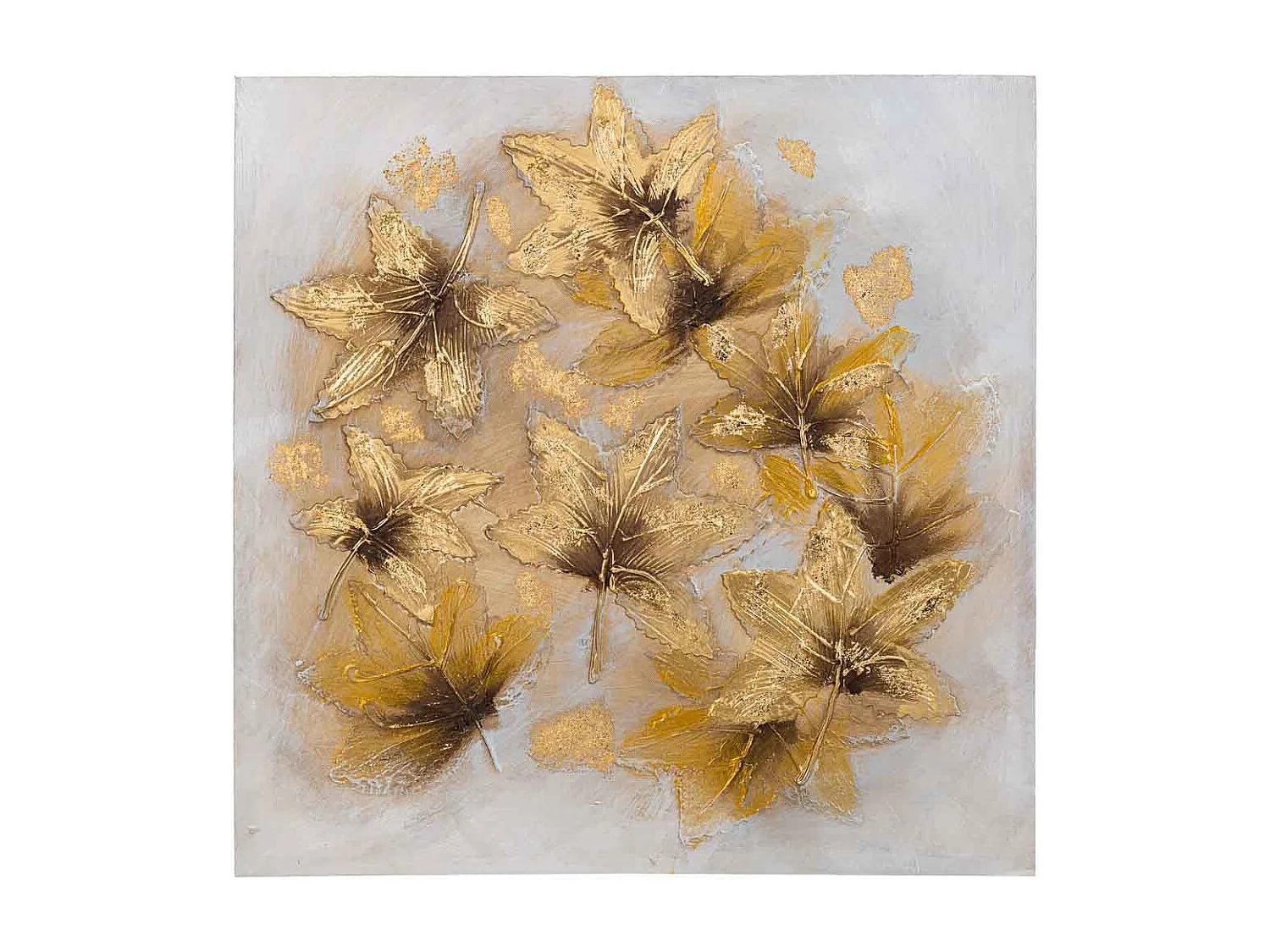 Tableau peint à la main avec relief or 60x60x3h