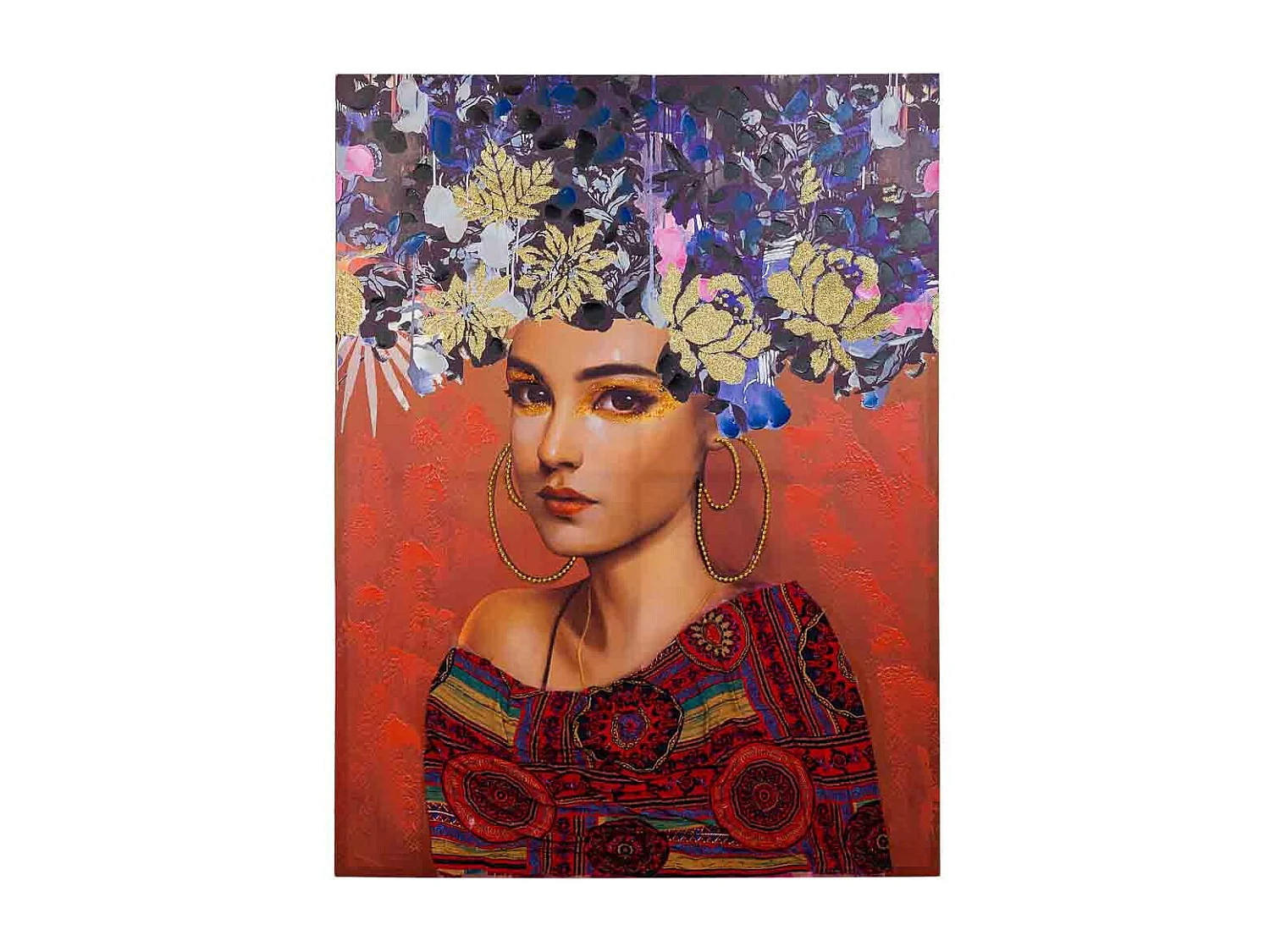 Quadro dipinto a mano con rilievo rosso 90x120x3h