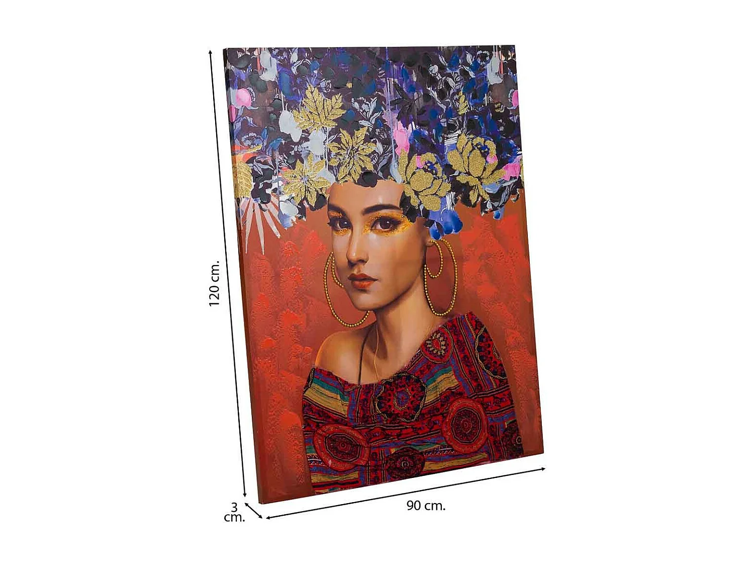 Quadro dipinto a mano con rilievo rosso 90x120x3h