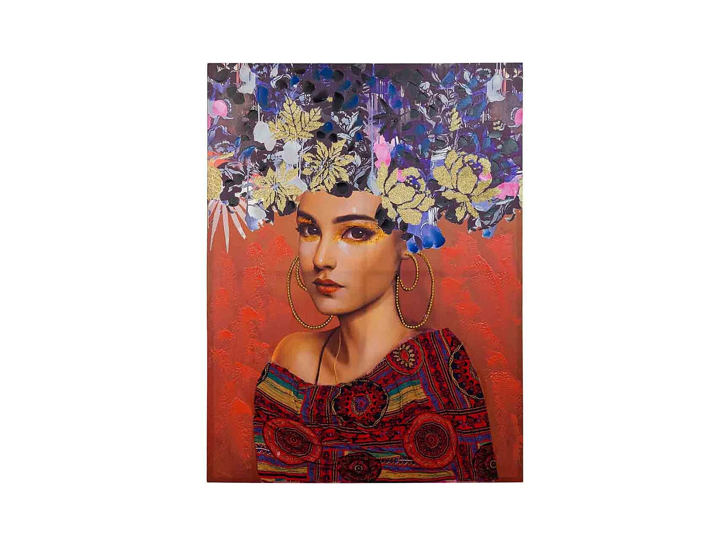 Pintura pintada à mão com relevo vermelho 90x120x3