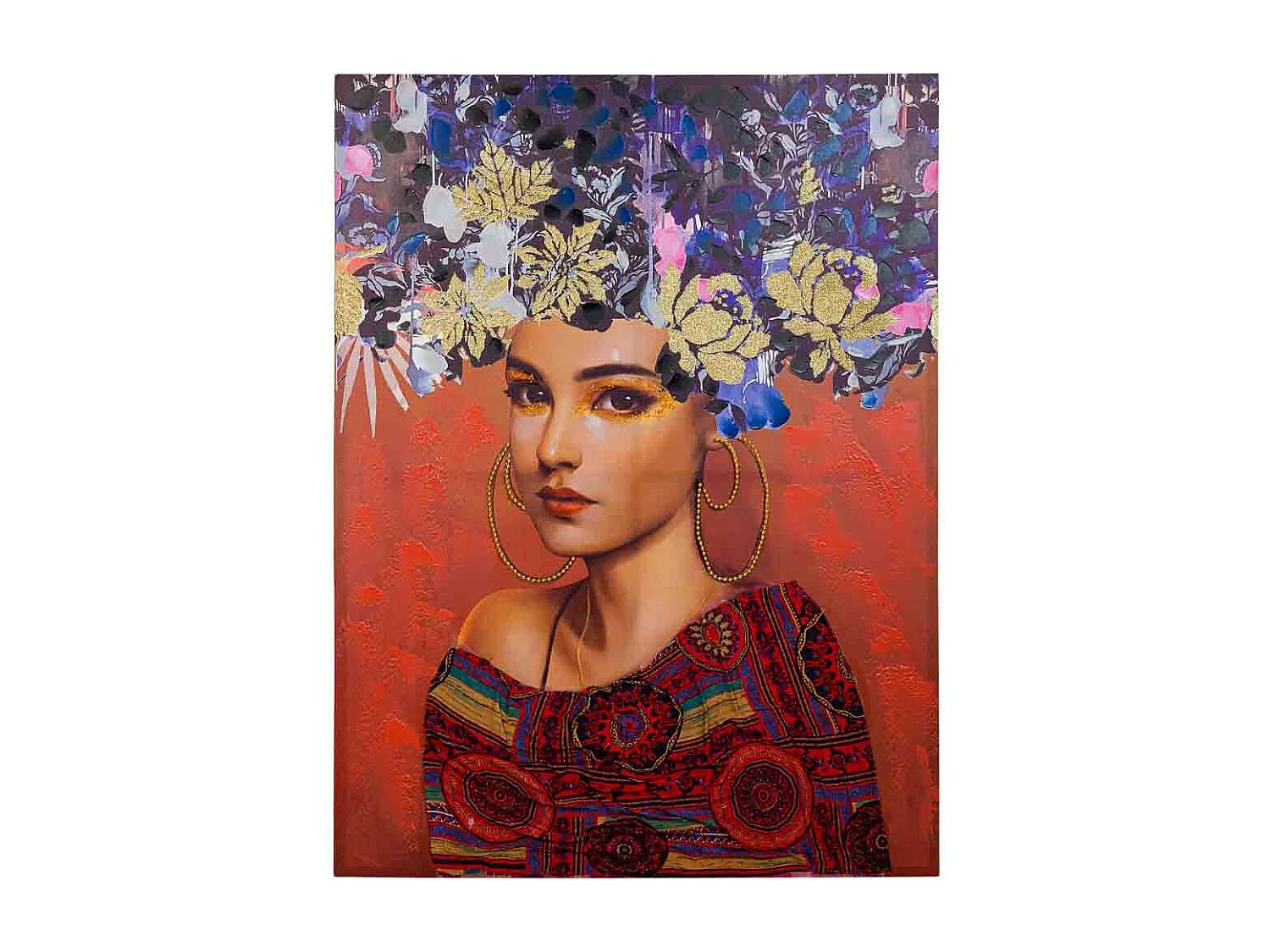 Pintura pintada à mão com relevo vermelho 90x120x3