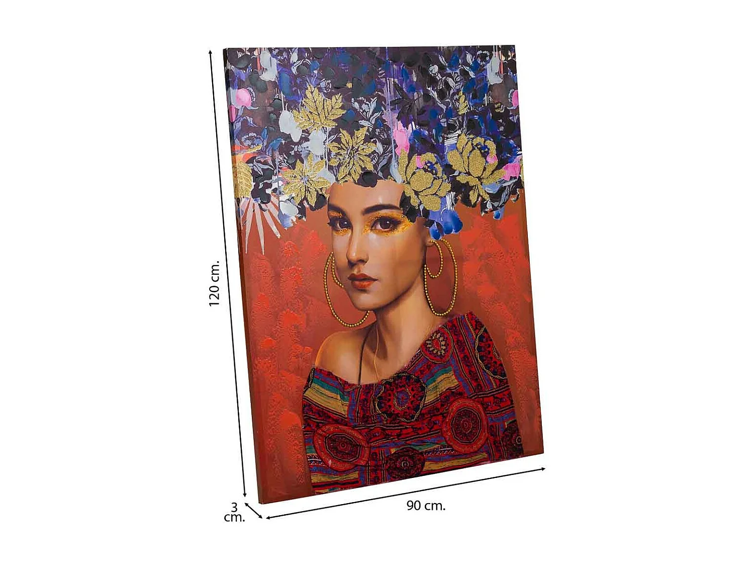 Pintura pintada à mão com relevo vermelho 90x120x3