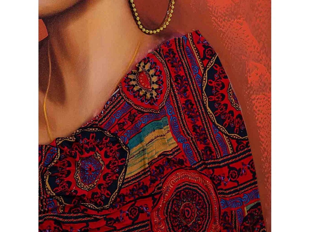 Pintura pintada à mão com relevo vermelho 90x120x3