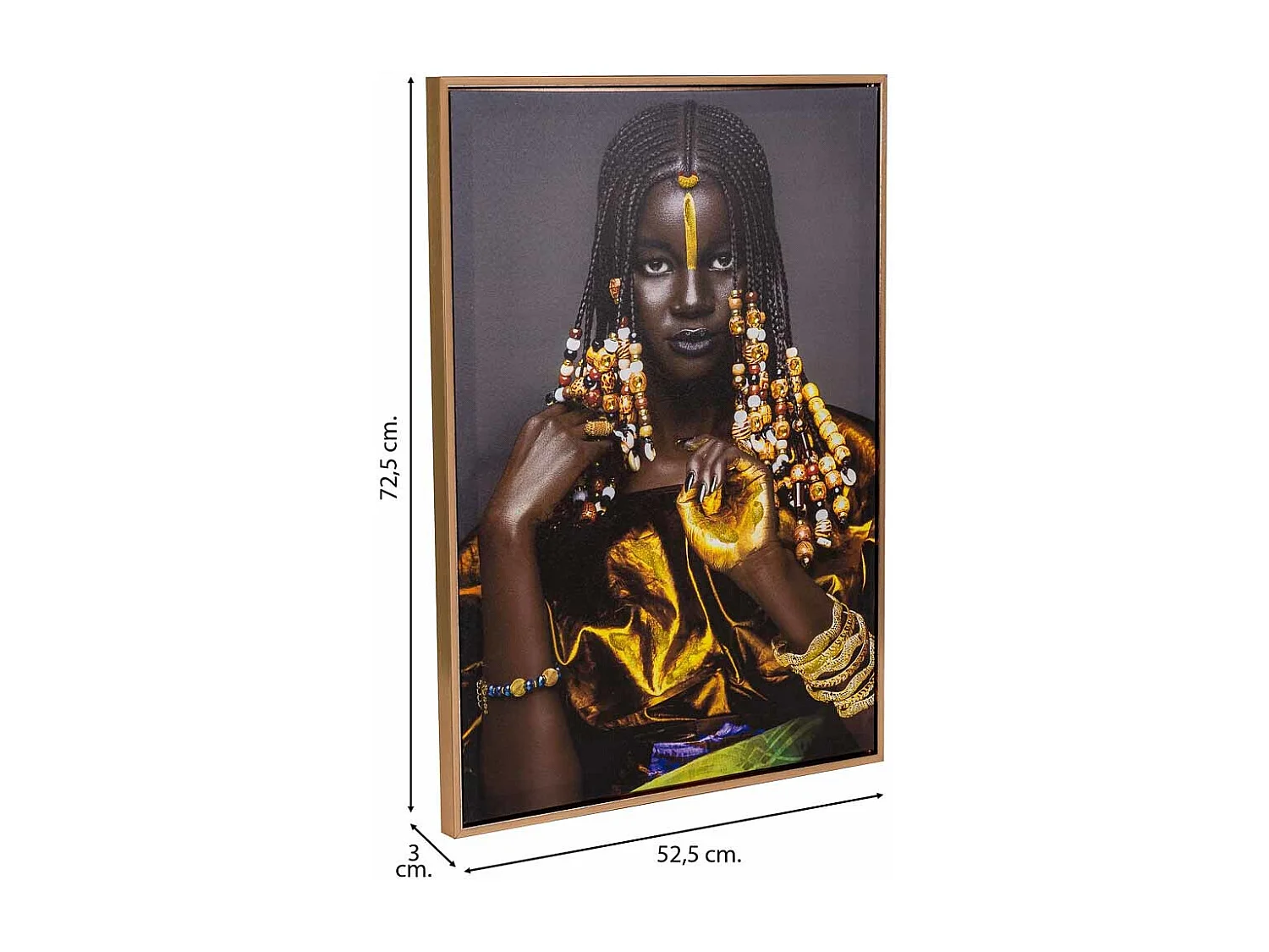 Pintura pintada à mão com relevo preto 52,5 x 72,5 x 3h cm