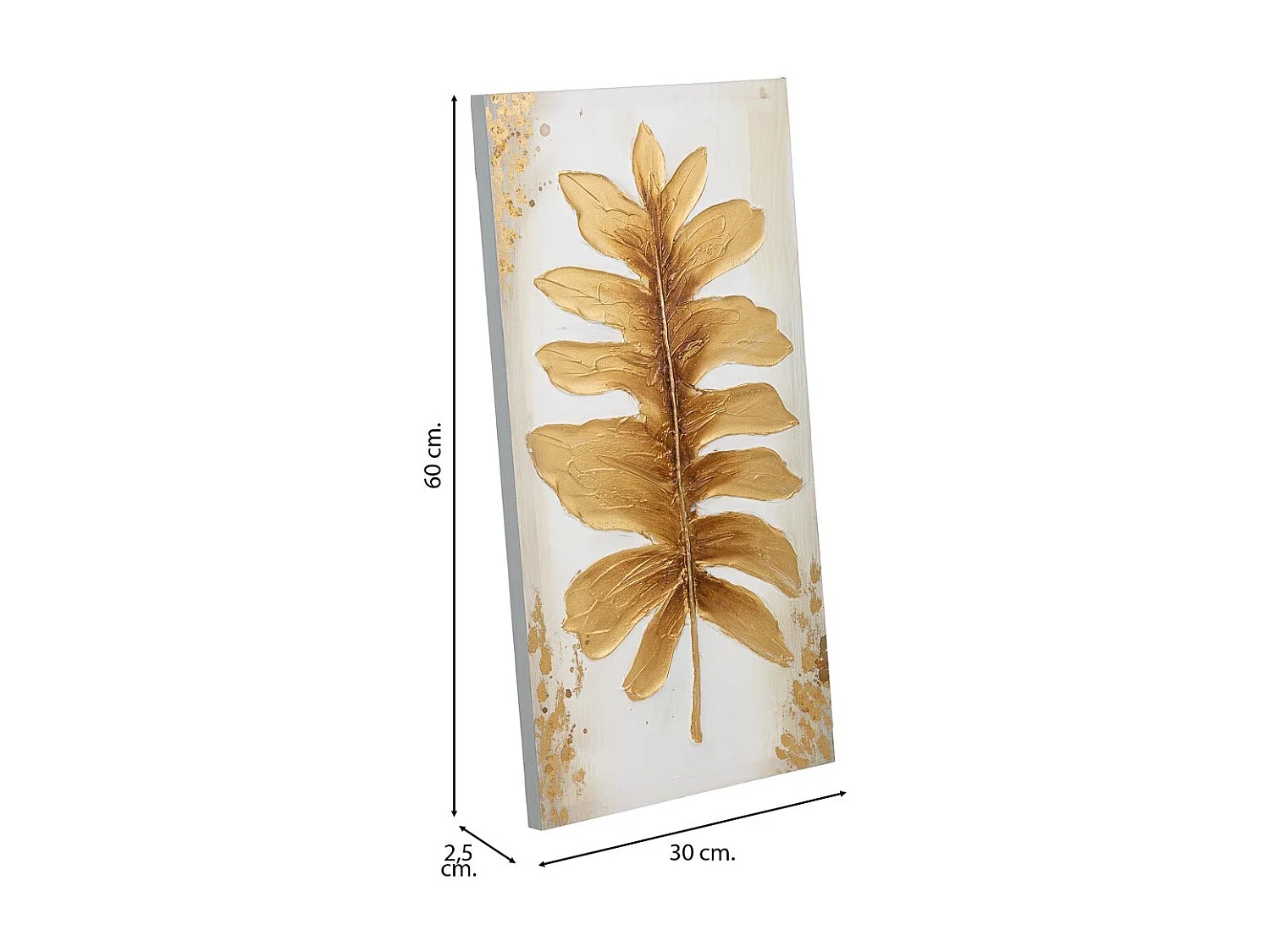 Quadro dipinto a mano con rilievo oro 30x60x2,5h