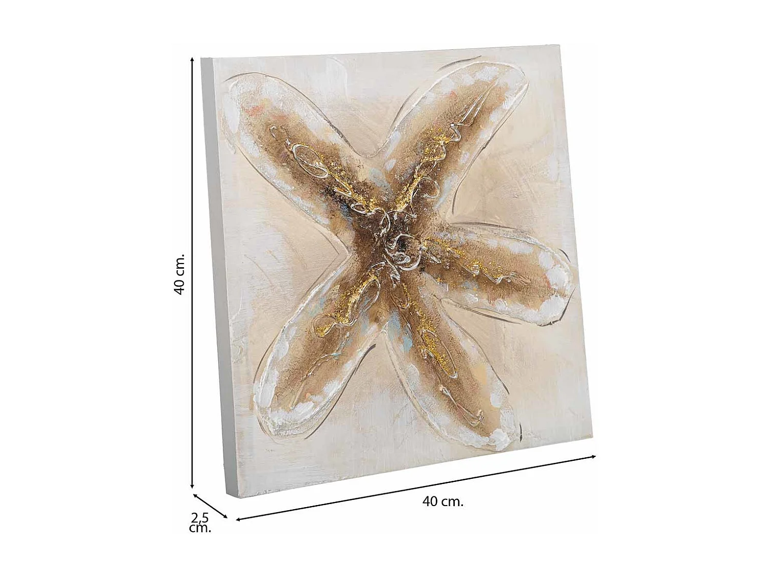 Cuadro pintado a mano con relieve marrón 40x40x2.5