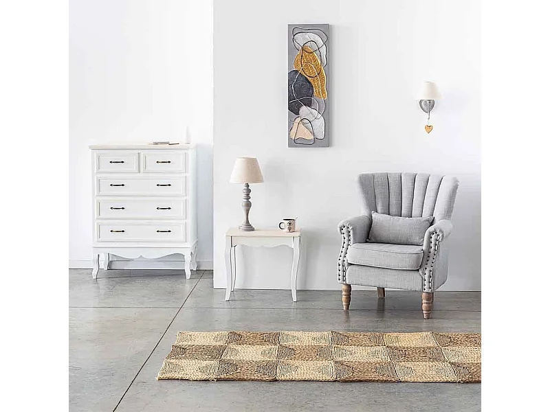 Handgemaltes Gemälde mit grauem Relief 30x90x3h cm