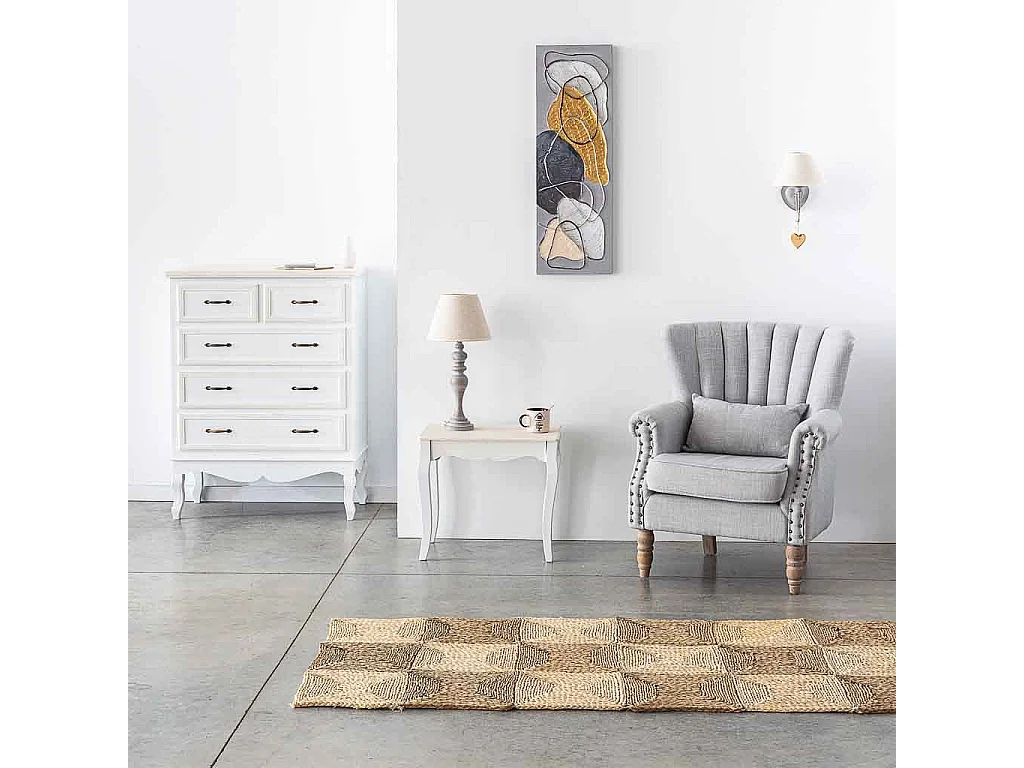 Cuadro pintado a mano con relieve gris 30x90x3