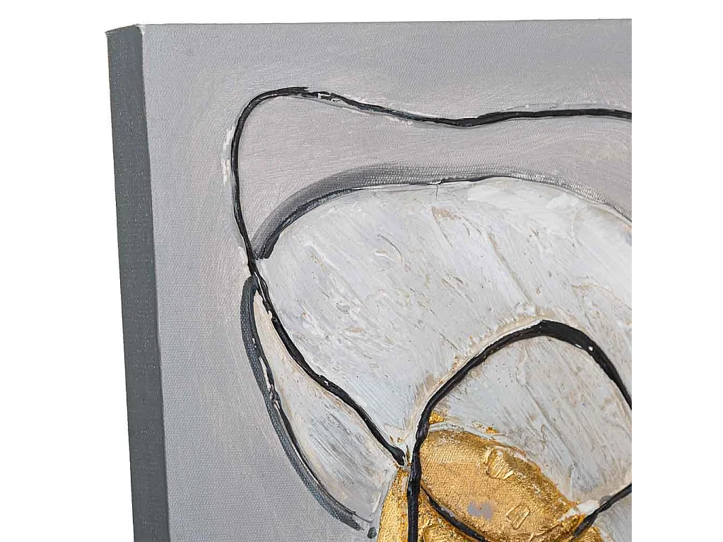 Cuadro pintado a mano con relieve gris 30x90x3