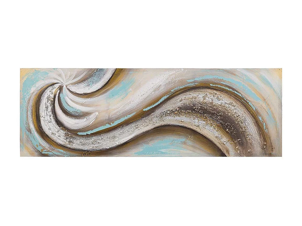 Cuadro pintado a mano con relieve multicolor 40x120x3h cm