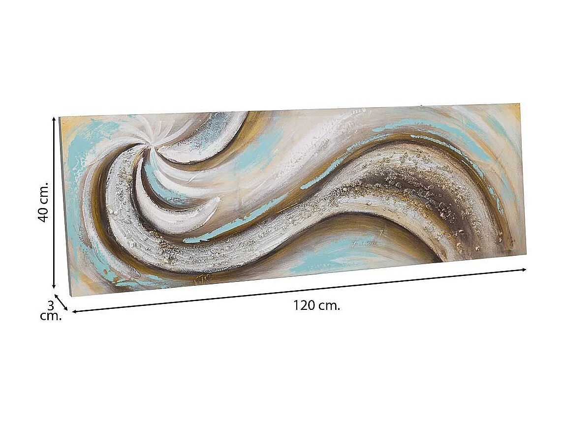 Cuadro pintado a mano con relieve multicolor 40x120x3h cm