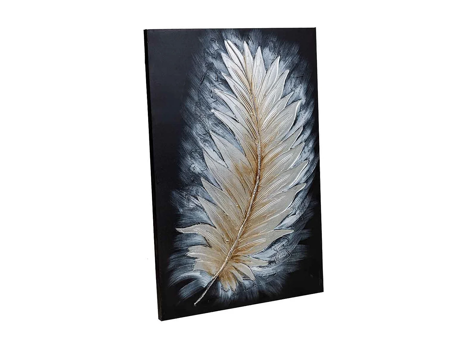 Pintura pintada à mão com relevo preto 60x90x3