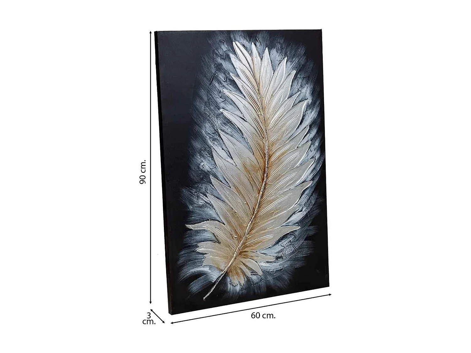 Pintura pintada à mão com relevo preto 60x90x3