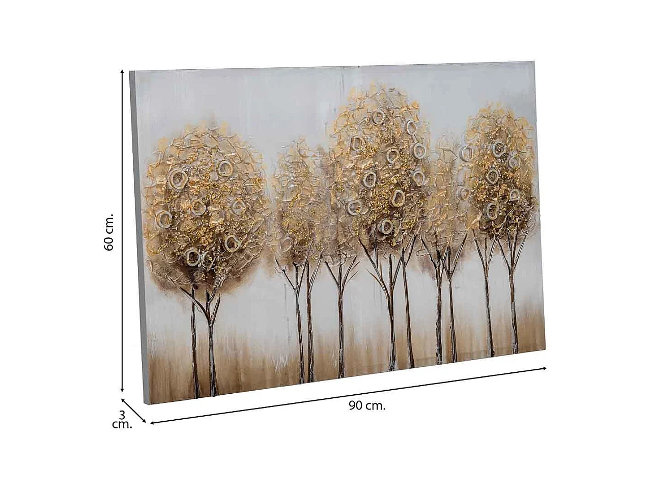 Handgemaltes Gemälde mit Goldrelief 60x90x3h cm