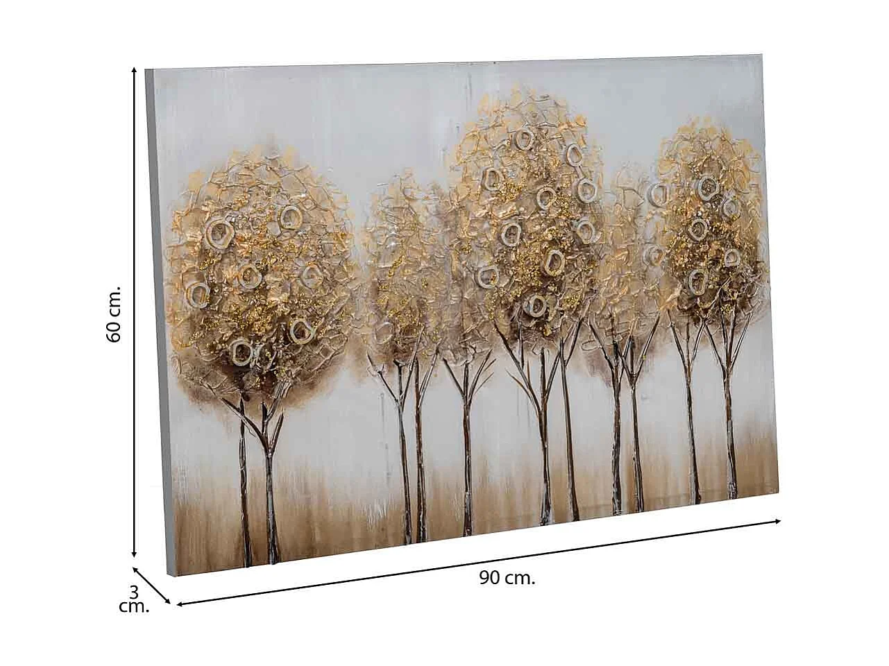 Handgemaltes GemÃ¤lde mit Goldrelief 60x90x3h cm