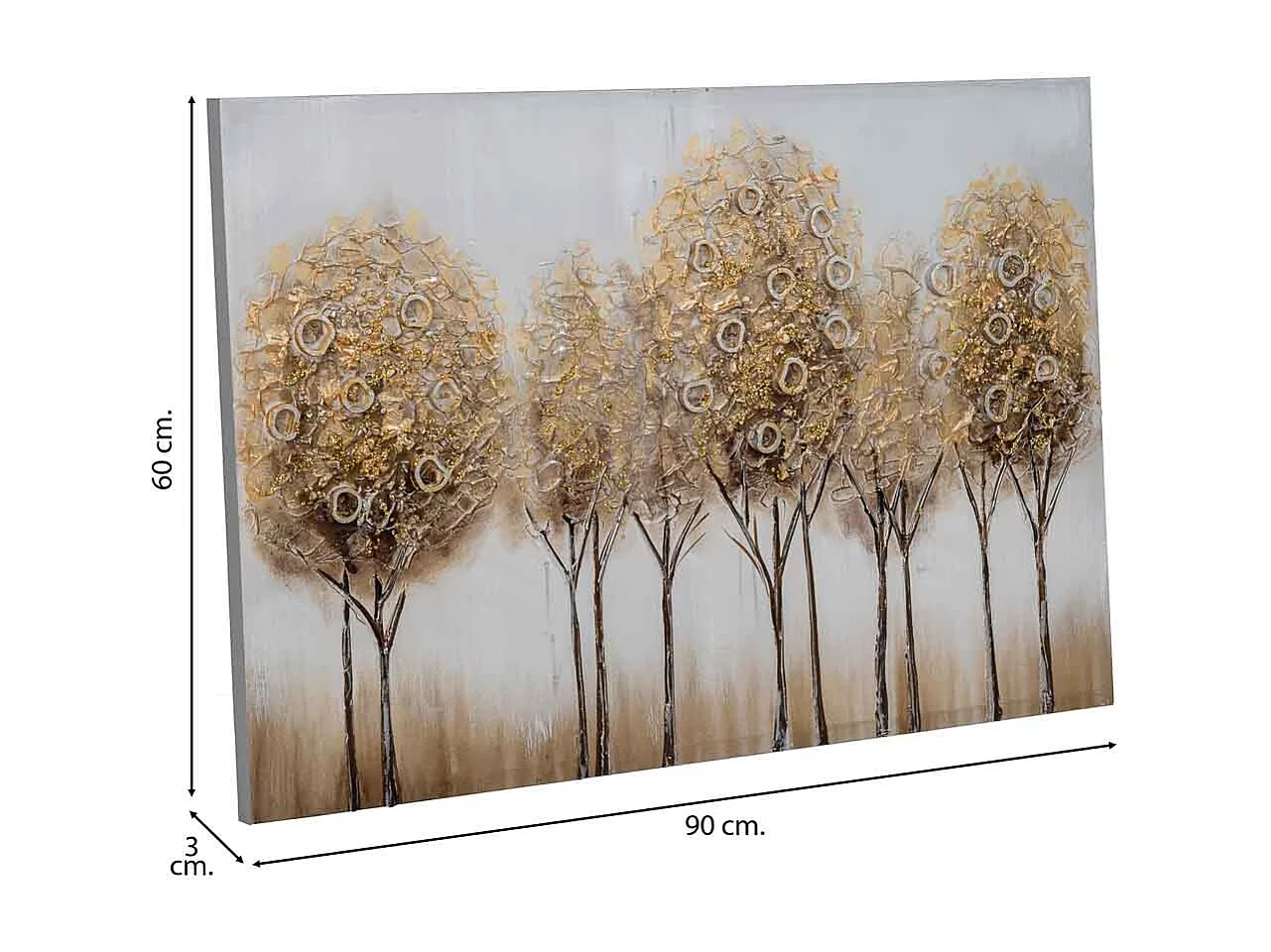 Handgemaltes GemÃ¤lde mit Goldrelief 60x90x3h cm