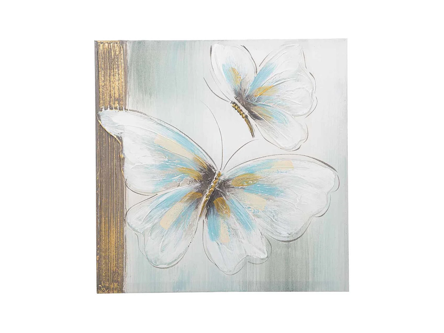 Pintura pintada à mão com relevo branco 40x40x2,5