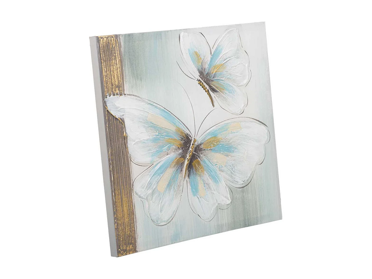 Quadro dipinto a mano con rilievo bianco 40x40x2,5h