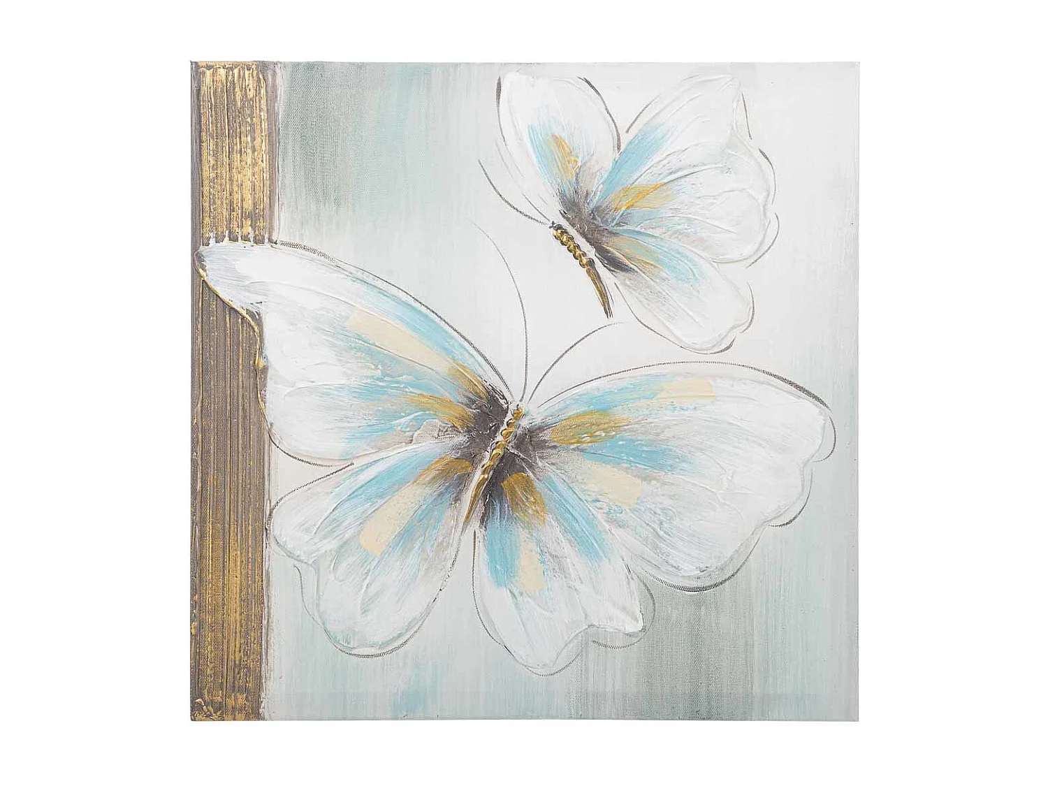 Quadro dipinto a mano con rilievo bianco 40x40x2,5h