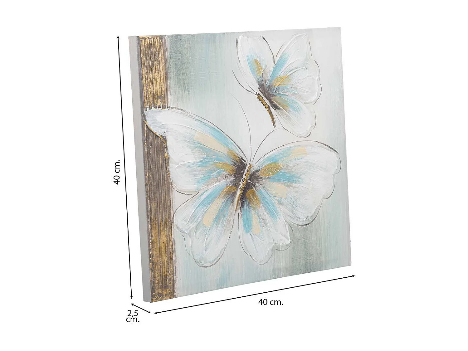 Quadro dipinto a mano con rilievo bianco 40x40x2,5h